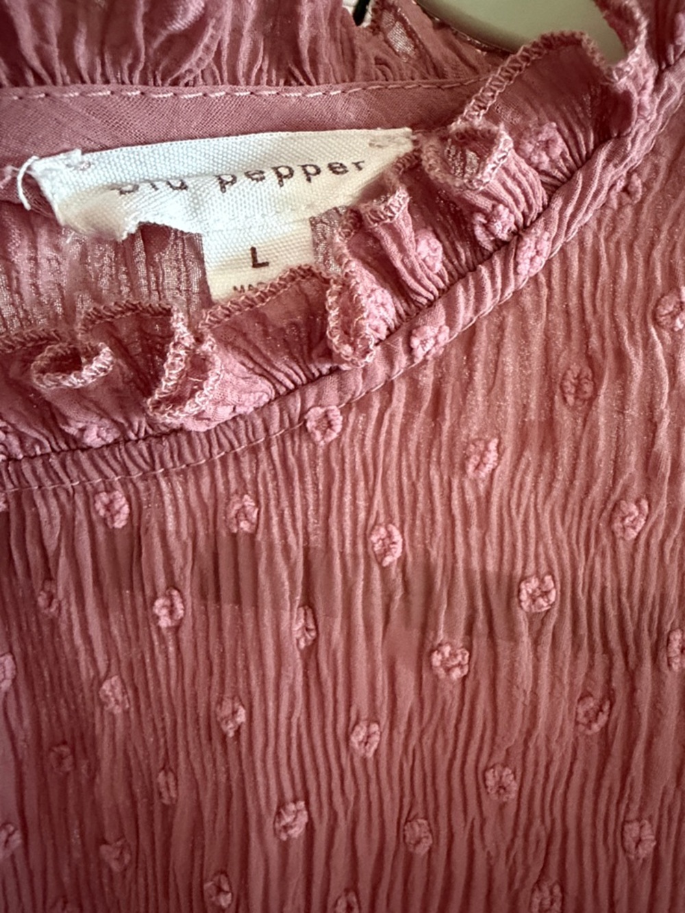 Blu Pepper Ruffle Blouse Size Large - Picture 2 of 8